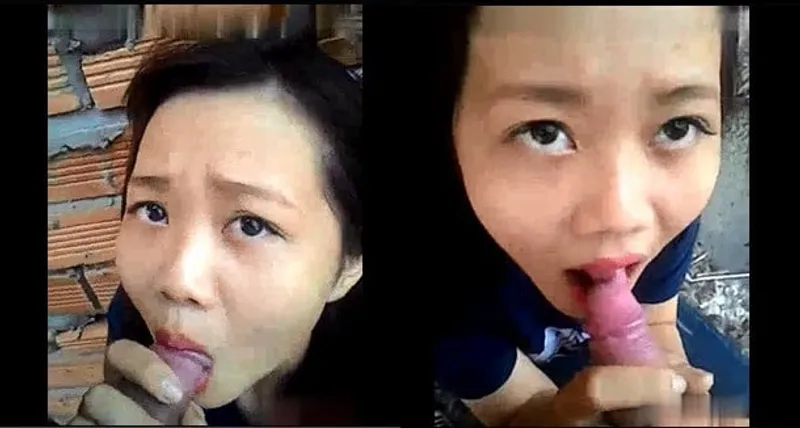 Ghệ liếm chuối ở vườn sau nhà